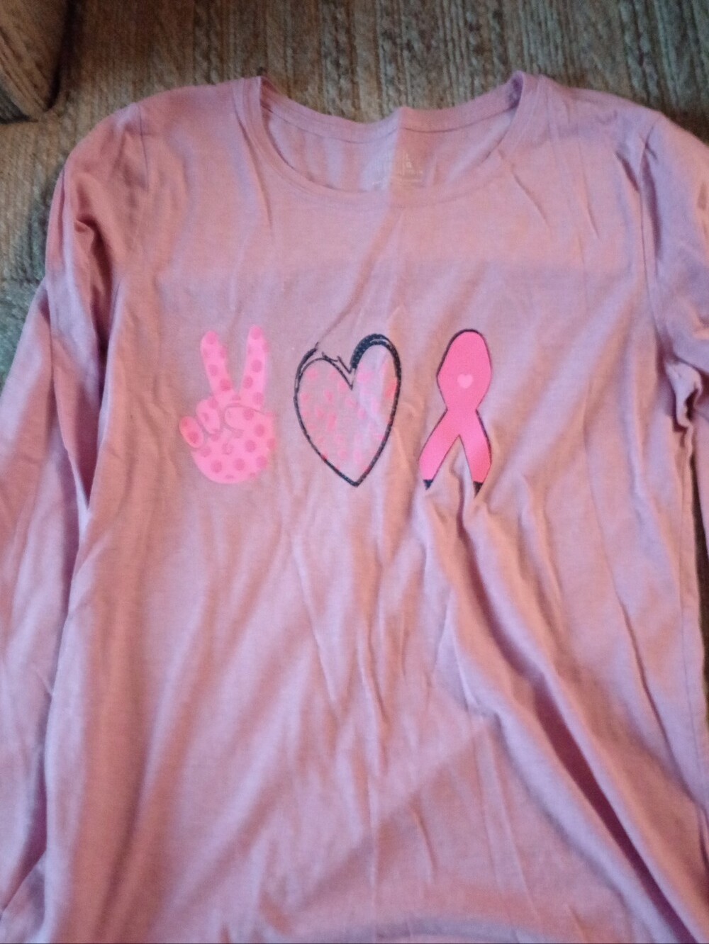 Time and Tru Light Pink Long Sleeve Graphic Tee